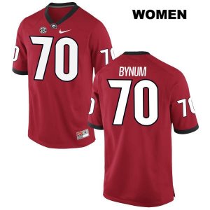 Women's Georgia Bulldogs NCAA #70 Aulden Bynum Nike Stitched Red Authentic College Football Jersey ZEL1354KV